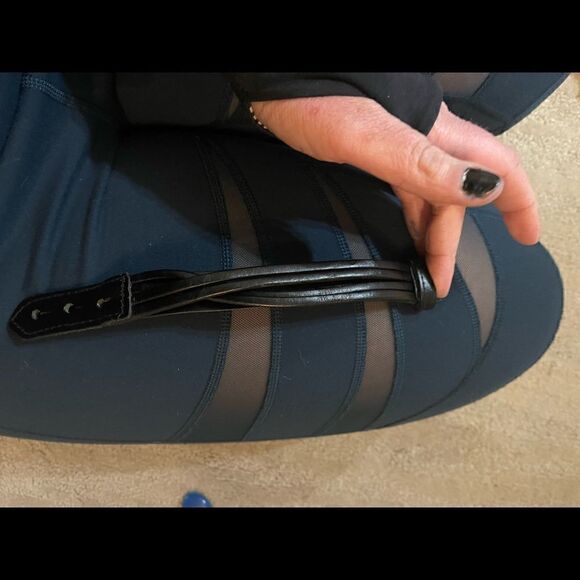 Black and Beige Grommet Authentic Leather Adjustable Bracelets - Picture 4 of 6